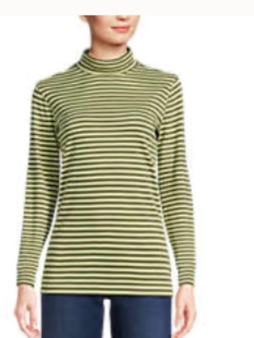 Relaxed Cotton Long Sleeve Mock Turtleneck